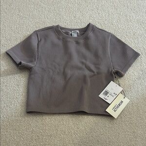 Forever 21 Charcoal Striped Activewear Top